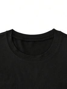 Customized Men's Casual Suit, Summer/Autumn Version, Black T-Shirt And Black Shorts, Loose Fit, Upload Your Own Photo (Lover, Boyfriend, Girlfriend, Pet, Group Photo), Input Your Text (Name, Slogan, Fun Text, Blessing), Company Team Uniform, Independence Day Customized Outfit, Great Gift For Boyfriend, Family, Friends On Birthday, Holiday, Valentine's Day, Anniversary - Black - View 11