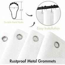 Shower Curtain With 12 Metal Hooks Modern Heavy Duty Washable Beige Fabric Shower Curtain Set Waterproof Neutral Thick Cloth Shower Curtains For Bathroom Bathtub Washable, W72*L72, Cream-Lzy - White - View 3