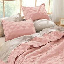 Size Quilt Bedding Set Teal - Full Lightweight Comforter Bedspreads & Coverlets Turquoise - Bedding Cover Bed Decor All Season - 3 Pieces (1 Quilt, 2 Pillowcases) - 09 - 腮紅 - 查看 4