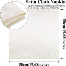 New-2025  12 Piec Satin Napkin Square 20 X 20 Inch Dinner Napkins Weddings Party Napkin Soft Table Napkins For Romantic Weddings Party Dinner Dration (Ivory) - 象牙色 20 x 20 英寸 - 查看 2