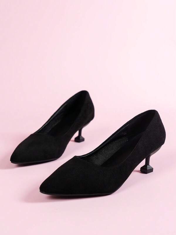 New Classic Pointed Toe Stiletto High Heels, All-Match Suede Shallow Mouth Women Pumps, Solid Color Minimalist High Heels, Run Half Size Small, Suitable For Daily Wear, Commuting, Work Attire, Office And Formal Occasions, Four Seasons
