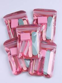 1/5/10 Packs Manicure And Pedicure Set , Mini Nail File And Wooden Nail Stick Set, Double-Sided Nail File, Wooden Cuticle Pusher, Nail Cleaning Tools, Nail Stick, Acrylic Nail Art Brush, For DIY Nail Polishing Care