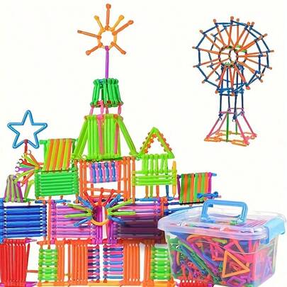 205-Piece Toy Stick Building Block Set - Children's Intellectual Early Education Magic Wand Creative Toy Puzzle, Multi-Functional Magic Wand Focused On Learning, Multi-Color And Multi-Shape, A Gift For Festivals, Halloween And Christmas For Kids