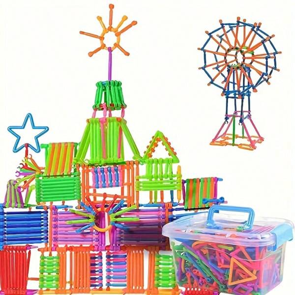 Set de 205 piezas de bloques de construcción de palitos de juguete - Juego educativo temprano intelectual para niños Varita mágica creativa, Juguete rompecabezas multifuncional enfocado en el aprendizaje, Multicolor y Multiformato, Un regalo para festivales, Halloween y Navidad para niños