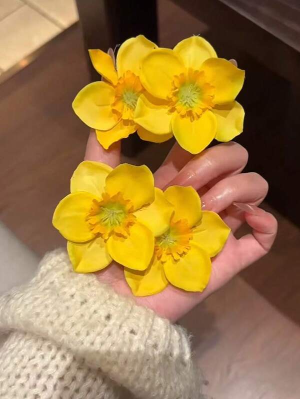 [2 stuks] Koreaanse Ins-stijl blauwe kunstbloem haarspeldjes, schattige ponyspeldjes voor haar aan de zijkant, strandvakantie fotoaccessoires, stijlvolle date decoratie, lichtgewicht antislip ontwerp klauwspeldjes haarklemmen haarspeldjes