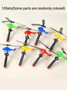 1/2/4/6/8/10/16/20 Sets Random Color Outdoor Pull Line Helicopter Toy Plane, Fly Small Plane, Teenager's Outdoor Games Sports Toys, Handle Pull Helicopter, New Year/Halloween/Christmas/ Birthday Gifts , Plastic Toy, Party Small Gift, Stress Relief Toy, Decompression Toy, Indoor/Outdoor Activity