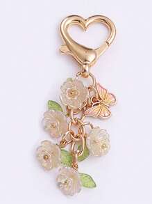 1 Stück neuer eleganter, simpler Lilien-Blumen Schlüsselanhänger mit Perlen, stilvoller Lilien-Blumen Anhänger, geeignet als Geschenk für Familie und Freunde, Schlüsselring, Taschenbaumler, Autoaccessoires, Rucksack für die Schule