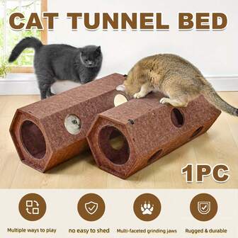 Felt Cat Bed Tunnel And Cat Toys For Playful Cats Comfortable Pet Furniture AU