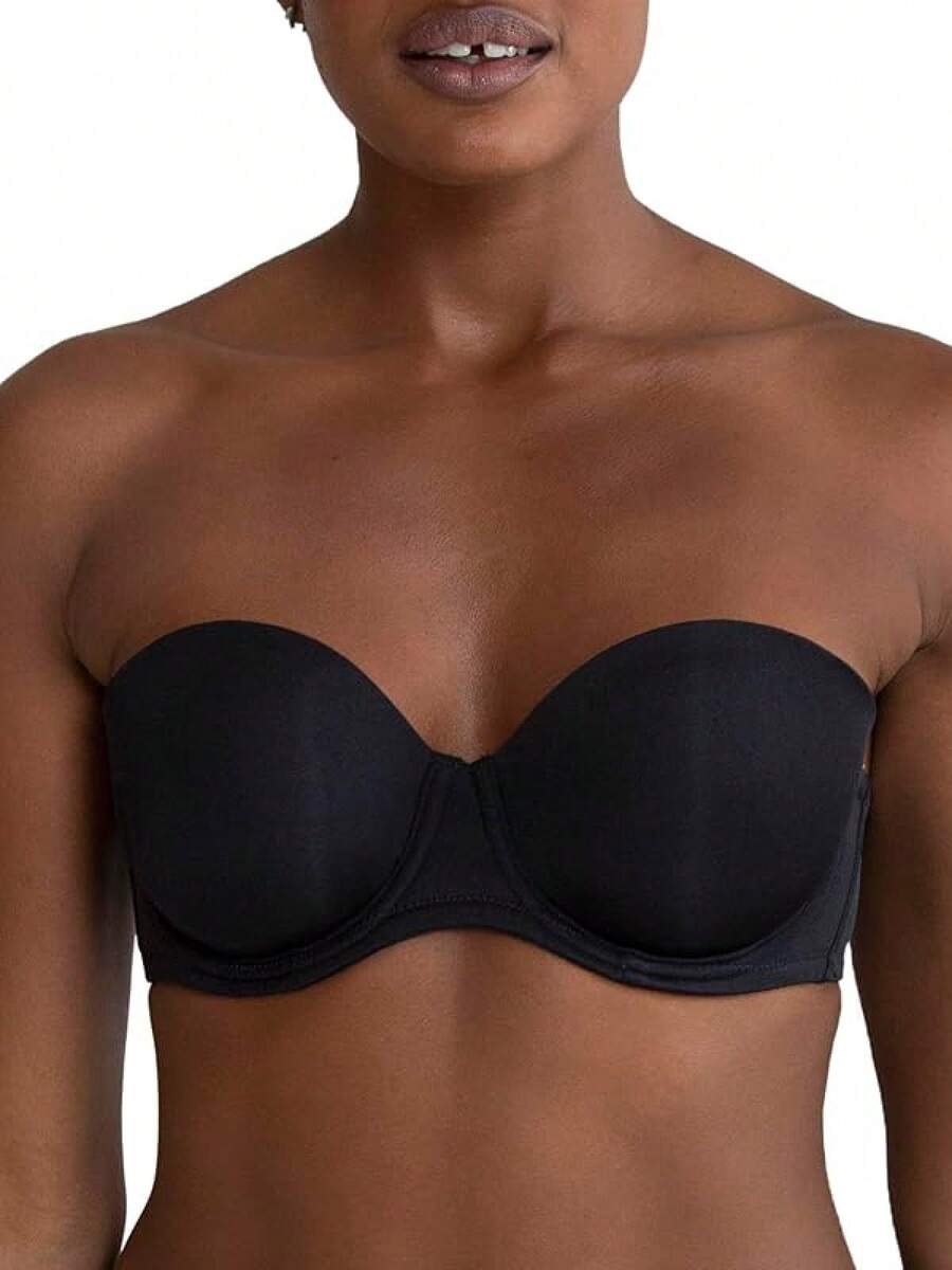 Full Support Light Lined Strapless Bra With Underwire For Weddings - Black Hue - View 1