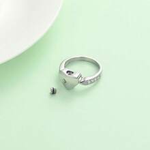 Anel de urna em forma de coração para cinzas de animais de estimação/humanos, joia memorial, anéis de dedo para cremação com pegada de pata - formato de coração - Ver 3