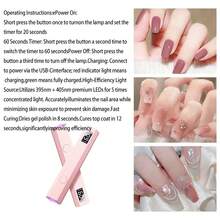 USB Rechargeable Portable LED Dual-Light Source Nail Lamp, Convenient & Fast Drying, Suitable For Home DIY Gel Nail Art Curing And Nail Polish Drying - Multicolor - View 12