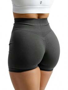 Gymreapers Seamless Workout Shorts High Waist Biker Shorts Women Athletic Gym Running Pilates Yoga Sport Short Halloween Christmas New Year - Flat Gray - View 2