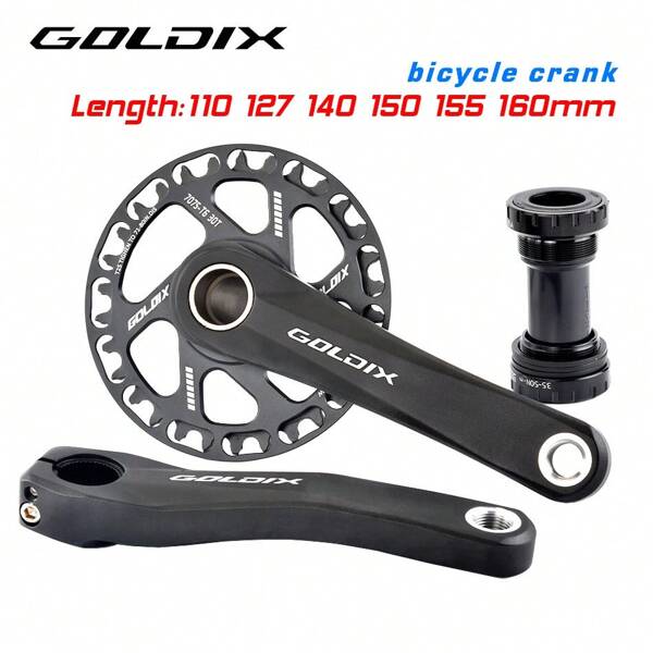 GOLDIX Fahrrad Kurbelgarnitur 110mm/127mm/140mm/150mm/155mm/160mm Kurbel MTB Kurbelgarnitur 28T-36T Kettenblatt