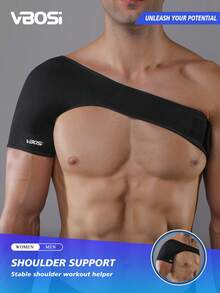 VBOSI 1 Piece Adjustable Shoulder Support Brace – Compression Sleeve For Rotator Cuff For Men & Women Gym Gym Accessories - Black - View 1