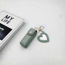 1pc Customizable Lipstick Holder, Can Customize Text, Name, Convenient Portable Lipstick Pouch With Creative Mini Mirror And Keychain, PU Leather, Suitable As Bridesmaid Gift, Birthday Gift, Grandma Gift, Anniversary Gift, Valentine's Gift, Mother's Day Gift, Best Friend Gift, Gift For Mom, Gift For Girlfriend, Gift For Her, Gift For Wife