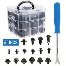 651-Piece Car Rivet Clips Set With 16 Types Of Plastic Trim Clips, Bumper Mounting Clips, Liner Fasteners, And 1pcs Removal Tool,Heavy-Duty Nylon Retainer Clips For Bumper, Door Panel, Splash Shield | Includes Removal Tools & Storage Box - 黑色 - 查看 1