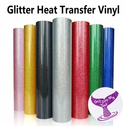 Glitter HTV Heat Transfer Vinyl Rolls- 9.8 Inch X 19.6 Inch. Glitter HTV For Shirts. Iron On Vinyl And Heat Transfer Vinyl For All Cutters Machines. Easy To Cut & Heat Vinyl Designs