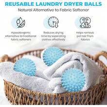 New  Reusable Laundry Dryer Bs - A Natural Alternative To Fabric Softener, Reduce Drying Time And Save On Energy, Soft Fluffy Clos, Fewer Wrinkl, Ls Static Cling (Pack Of 6) - Light Blue - 6-pack - View 2