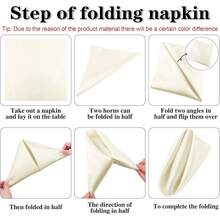 New-2025  12 Piec Satin Napkins Soft Dinner Napkins Square Table Napkins 17 X 17 Inch For Rtaurant Weddings Party Dinner Dration (Ivory) - 象牙色 17 x 17 英寸 - 查看 3