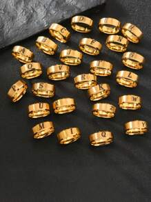1 Pieza Anillo De Acero Inoxidable De Moda Para Hombres Con Opción De 26 Alfabetos, Estilo Personalizado
