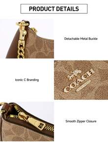 Coach Teri 20 Shoulder Bags For Women, Cute Hobo Bag In Signature Canvas Tote Handbag Mini Clutch Purse With Zipper Closure Crescent Bag With Detachable Strap - Brown - View 5