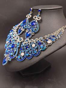 Set de 3 piezas de collar con colgante de cristal y aretes de moda, accesorios para vestir en fiestas, eventos y días festivos