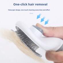 1pc Pet Grooming Brush, Cat And Dog Universal Cleaning Comb, Pet Brush, Pet Comb, Hair Cleaning Comb, One Click Hair Removal Comb, Cat Hair Removal Comb Silicone Dog Comb With Easy To Clean Button, Pet Massage Comb For Effective Knotting And Hair Removal, Ergonomic Handle Suitable For Dogs