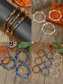 3pcs/Set Bohemian Multicolor Acrylic Leopard Print Bamboo Bracelets For Women Wedding Jewelry Party Charm Layer Beaded Bangles