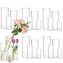 Tomnk 24/36/48/72pcs Clear Glass Cylinder Vases, 4, 6, 8, 10 Inch Tall Cylinder Vases For Centerpieces, Glass Flower Vase Floating Candle Holder Vase For Table Shelf, Party, Wedding, Home Decor, Spring Decor, Garden Decor, Mother's Day Decor, Ideal Mother's Day Gift - 透明 - 查看 1
