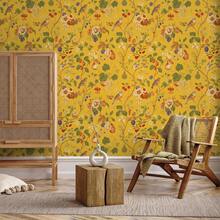 Vintage Yellow Chinoiserie Floral Peel And Stick Wallpaper Home Decor - Removable Adhesive Design - 17.7" X 118" - View 2