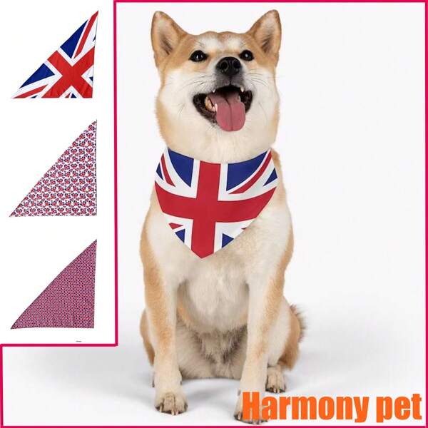 British Flag Pet Drool Towel,Independence Day Dog Triangle Scarf,A Soft Pet Scarf , Dog Scarves, Dog Drool Scarf,Dog Triangle Scarf(Lightweight And Comfortable, Soft And Skin Friendly, Designed Specifically For Dogs And Cats)