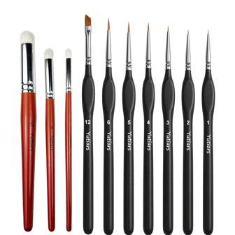 Set de Pinceles Dorados con Detalle de Arce Yutiars: 3/7 piezas Pinceles en miniatura para detalles finos y pintura artística - Acrílico, Acuarela, Óleo, Modelos, Regreso a Clases, Útiles Escolares