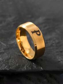 1 pieza Anillo de inoxidable con 26 letras de moda