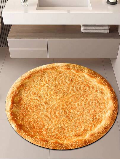 1pc Silica Gel Bread And Moon Texture Pattern Luxury Minimalist Bathroom Mat, Simple Soft Silica Gel, Approx 3mm Thickness, Absorbent Bath Mat For Bathroom, Entrance, Toilet