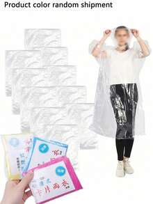 1/5/8/12pcs Disposable Unisex Rain Ponchos, Compact Portable Adult Raincoats, Suitable For Outdoor Camping, Hiking, Cycling, Sports Waterproof Rainwear, Travel Essentials (Packaging Letter & Color Random) Insulation, Galentines, Puppy, Carnival,Spring Summer Picks,Brides Maid Gifts,Room,Bedroom Deccor,Bedroom Deccor,Beach,Travel,For Men,For Women,Vacation - Multicolor - View 1