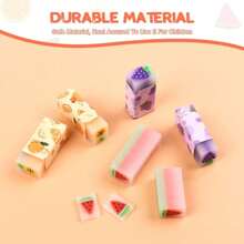 1 pieza Borradores con diseño de frutas, borradores suaves con temática de frutas, borradores mini lindos con patrones, borrables para marcas de lápiz, adecuados para útiles escolares y regalos navideños (color y estilo aleatorios), útiles escolares, de vuelta a clases
