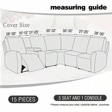 Waterproof Reclining Sectional Couch Covers For Reclining Sectional Stretch L Shaped Recliner Sofa Cover Washable Pet Dog Corner Sofa Slipcovers Protector 5 Seat And 1 Console White - White - View 3