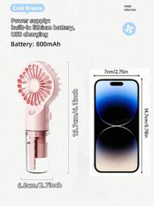 Portable Handheld Misting Fan With Humidifier, USB Rechargeable 4-Speed Adjustable Mini Desk Fan, Suitable For Outdoor And Indoor Use, Gift For Women, Holiday Essential