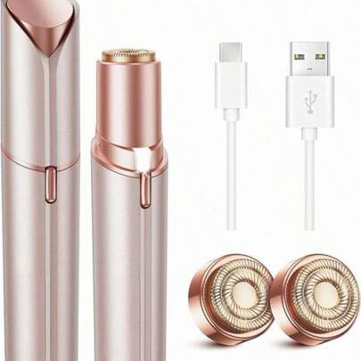 Facial Hair Removal For Women, Mini Hair Remover, Electric Razor Shaver Portable Bikini Epilator For Lips, Chin, Armpit, Peach Fuzz, Fingers, Neck, Cheek And USB Rechargeable (Gold &Red &White)