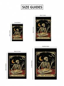 1 pieza Impresión de arte de pared de lector de tarot gótico, Halloween esqueleto amante de los libros, póster de bruja de biblioteca con símbolos sagrados, decoración sin marco de academia oscura para dormitorio espeluznante/rincón de lectura, regalo místico y decoración de fiesta (Impresiones de pared ocultas de vuelta al colegio)