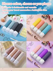 Travel Essentials 4-Piece Cosmetics Sub Package Travel Suit Lotion Shampoo Shower Gel Hose Bottle Macaron Flip Squeeze Bottle Travel Suit Portable Sub Package Suit Empty Bottle Lotion Shampoo Hose Home Bathroom Decor Fall Decor Back To School