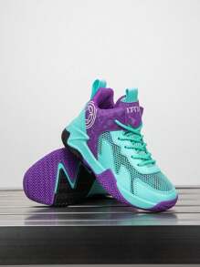 1 Pair Children's Outdoor Basketball Shoes, Casual Sneakers, Non-Slip, Comfortable, Fashion, Breathable Mesh