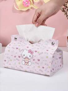 Caja de pañuelos de Hello Kitty linda y de dibujos animados, adecuada para sala de estar, dormitorio, comedor y hogar. De alta gama, simple, multifuncional y portátil, resistente a la suciedad, ideal para uso diario, regalos festivos y decoración de escritorio