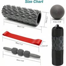 5 In 1 Foam Roller Set Trigger Point Foam Back Roller Muscle Roller Stick Massage Ball Stretching Band For Deep Muscle Massage Pilates Yoga Fitness Exercise For Whole Body Release - Grey - View 2