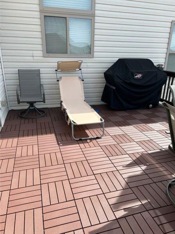 44 Pack Interlocking Plastic Deck Floor Tiles - 12" X 12" Square - Waterproof Outdoor - Poolside Balcony Patio Deck Tiles - Easy To Install - Strong PP Material - Strong Load-Bearing Capacity - Easy To Clean