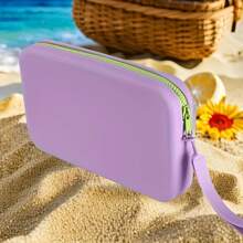 14 colores disponibles, bolsa de cosméticos de silicona lavable de gran capacidad, bolsa de playa, organizador de maquillaje, clutch de playa