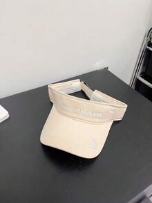 1 件女士纯色英文字母刺绣时尚休闲遮阳鸭舌帽，适合户外、跑步、旅行、购物和通勤