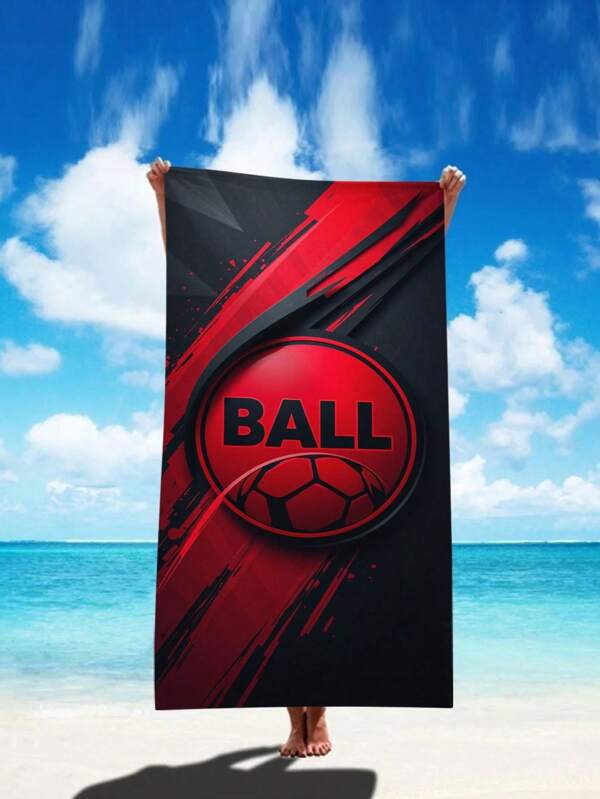SRH 1pc Red & Black Football Club Icon Pattern Beach Towel, High Quality Digital Printing, Soft & Lightweight Quick Dry, Party Essential, Holiday Gift Choice, Premium Microfiber Fabric, Swimming Training Gear, Yoga & Fitness, Outdoor Hiking Necessity, Festive Demand, Beach Necessity
