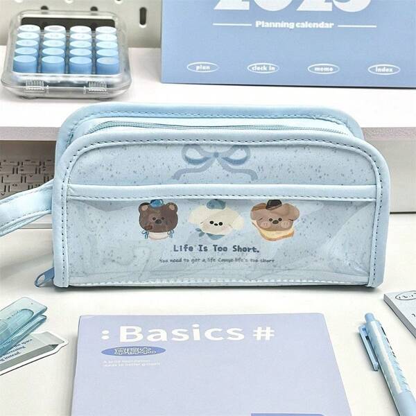 Bolsa para lápis multicamadas de grande capacidade Three Puppies, estojo multifuncional de alto valor para estudantes, para armazenamento de artigos de papelaria
