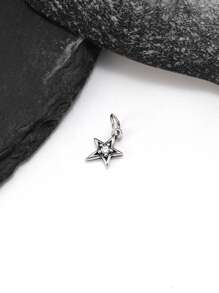 1 pieza Simple y único colgante de plata esterlina 925 con estrella brillante y piedra natal. Regalo de joyería delicada para mujeres u hombres